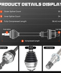 Diagram of Front Right CV Axle Shaft Assembly Fits Camry 2.5L 2010-2011 Automatic Not Hybrid, Camry 3.0L 2002-2003 Automatic