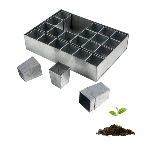 Galvanized Metal Seed Starter Tray With 24 Removable Pots, Germination Kit For Sprouting And Indoor Seed Starting in use