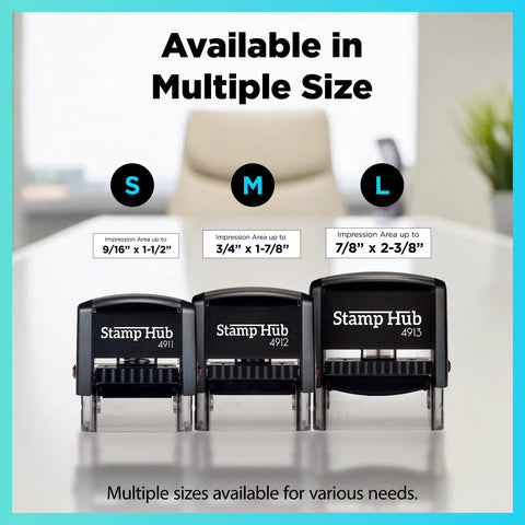 Self Inking Personalized Name Stamp For Office Use With Custom One Line Text in multiple sizes