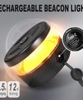 USB-C Wireless Beacon Light With 32 LED Strobe, Magnetic Mount, showing charging port and light emission details