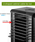 Heavy-Duty 0.5U Server Rack Cable Lacing U-Bar, 19 Inch Horizontal Mount Steel Bar installed showing 2.36" offset.
