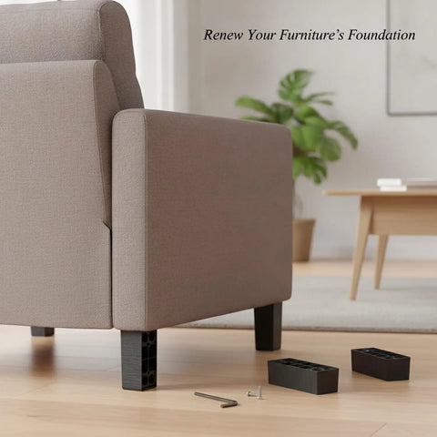 Sturdy Black Plastic Sofa Feet With Screws Replacement Legs For Couch And Cabinet Elevate For Easy Floor Cleaning 1 Pack