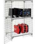 Heavy Duty As Hell One Tier Two Door Wire Mesh Security Locker Gray With Adjustable Inner Shelf Swinging Cabinet Doors For Warehouse displaying tools.