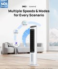 Evaporative Air Cooler 40 Inch Tower Fan With 80 Degree Oscillation For Chill Air Removable Water Tank And Ice Packs Remote Control