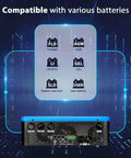 Rock Solid Plug And Play 6500 Watt 48 Volt Pure Sine Wave Split Phase Solar Inverter With Dual Mppt Charge Controller rear view showing battery compatibility labels.
