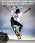 Skateboarder mid-air with 4K USB Camera Module With IBIS Stabilization Anti Shake 11MP Autofocus Lens, product shown at bottom left corner