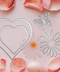 Five Set Metal Cutting Dies And Stencil Kit With Thirty Two Pcs Templates For Scrapbooking And Card Making Heart Butterfly Flower