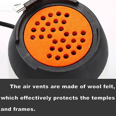 Heavy Duty Eyeglass Frame Warmer Hot Air Heater For Spectacles With Adjustable Temperature 75 To 150 Celsius air vents made of wool felt.
