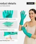 Heavy Duty Nitrile Chemical Resistant Gloves Five Pair Set 15 Mil Thick Latex Free Medium with extended cuffs, showcasing diamond texture.