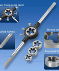 Close-up of a die wrench from 45 Piece Metric Tap And Die Set For Threading And Rethreading M6 To M25 with detailed features.