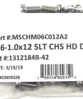 M6 x 12mm stainless steel slotted cheese head machine screws in sealed bag for assembly and repairs.