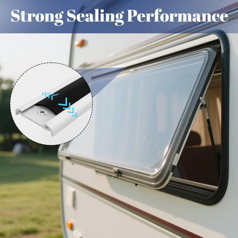 1-inch black RV vinyl trim molding insert; exterior weather stripping for campers, 120 ft roll with screw cover cross-section view