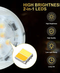 Close-up of 2 In 1 LED Marine Courtesy Light For Boat Interior With 2.8 Inch Ceiling Light And 11 LEDs, highlighting LED features