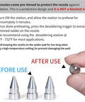 Instruction guide and pre-tinned nozzles for Do It All Four In One Soldering And Desoldering Kit With Hot Air Rework, Soldering Iron.