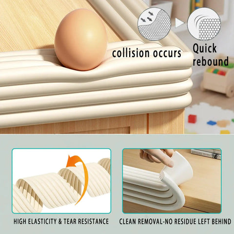 Keep The Kiddos Locked And Loaded With These Tough As Nails Baby Proof Corner Guards And Six Point Five Foot Self Adhesive Edge Protectors Made From Squishy High Density Nr Foam To Shield Sharp Couch Edges In Cool Black, shown with a ball on corner guards.