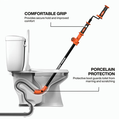 Extendable 3 To 6 Foot Steel Toilet Auger With Hybrid Manual Operation And Drill Compatibility For Real Drain Cleaning