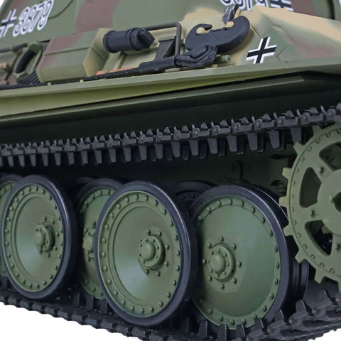 Close-up of treads on 1 16th Scale Panther G RC Tank With Infrared Combat And Hull Recoil, 2 4G Radio, Henglong 7 Mainboard, Pivot Steering