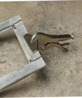 Super Cool 8 Inch Carbon Steel Adjustable Duckbill Locking Pliers For Sheet Metal Welding Jigs gripping a metal frame securely.