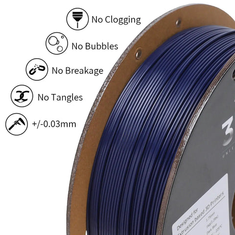 Top Shelf Fast Printing 3D Printing Filament PLA Plus 1.75mm Pro Grade High Speed Material For Killer Precision One Kilogram Heavy Duty Cardboard Spool Smooth Sailing Results In Stunning Dark Blue