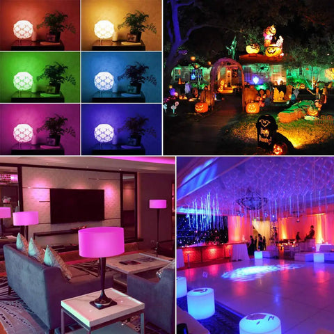 Rgb Led Color Changing Bulb With Remote Control Dimmable 5W 500LM E26 Base Decorative Flood Light For Home Mood Party Stage Timing