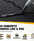 Heavy Duty Concrete Crack Filler And Asphalt Sealant 2 Pack Oil Based Self Leveling Driveway Repair Patch applied to asphalt crack