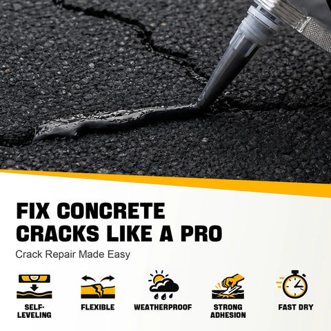 Heavy Duty Concrete Crack Filler And Asphalt Sealant 2 Pack Oil Based Self Leveling Driveway Repair Patch applied to asphalt crack