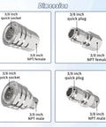 APOWER 3/8 inch stainless steel quick-connect kit for pressure washers, 8 pcs, multi-view diagram