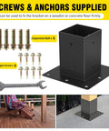 Sturdy 6x6 Post Base Brackets Set Of 4 For Decks Mailboxes And Railings Heavy Duty 14 Gauge Steel With Black Powder Coat