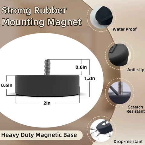 Heavy Duty Rubber Coated Mounting Magnets With Anti Scratch And Anti Corrosion Finish Over 80 Lb Load Magnetic Base 2 Inch