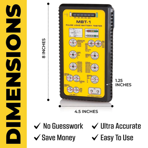 Beast Battery Tester Pro Pulse Load Checker For AA AAA C D 9V Lithium And Button Cells Tests 40 Plus Battery Types In Seconds LED Charge Display Carry Case USA Made, 4.5 x 8 in