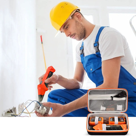 Electrician using Durable Tool Kit Case For Klein Tools ET310 And Rt250 Gfci Tester Fits 80016 80064 80041 Circuit Breaker Finder