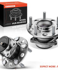 2x Rear Wheel Bearing And Hub Assembly For 5 Lug Fit Mitsubishi Outlander 2011 2012 Outlander Sport 2011 2012 Lancer 2008 2017 FWD Only Ready To Roll Heavy Duty Wheel Hub Kit shown with packaging