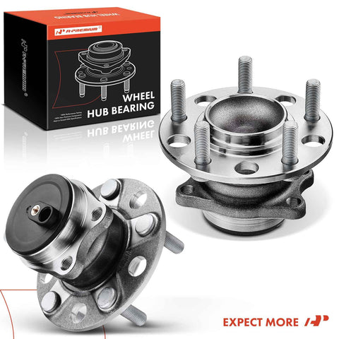 2x Rear Wheel Bearing And Hub Assembly For 5 Lug Fit Mitsubishi Outlander 2011 2012 Outlander Sport 2011 2012 Lancer 2008 2017 FWD Only Ready To Roll Heavy Duty Wheel Hub Kit shown with packaging