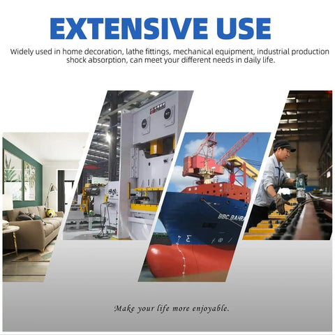 Collage showing 65Mn Steel Internal Tooth Star Lock Washers Set applications in home, machinery, shipbuilding, and industrial settings.