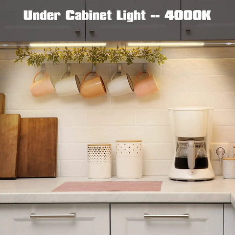 Plug In Under Cabinet Light Kit 3 Pack 12 Inch LED Light Bars 4000K Natural White Dimmable With Touch Dimmer Bright LED Strip For Kitchen Cabinets Counters Desks Workbenches Shelves Closets Garage illuminated under kitchen cabinet