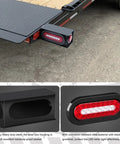 Two Pack Heavy Duty Trailer Light Steel Boxes Kit with Six Inch Oval Red and White LED Tail Lights shown on a trailer