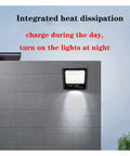 JUDYSSY Solar Flood Light Outdoor, Led Light Solar Flood Light Sensor Solar Pa, Black,80W EU mounted on wall for nighttime illumination.