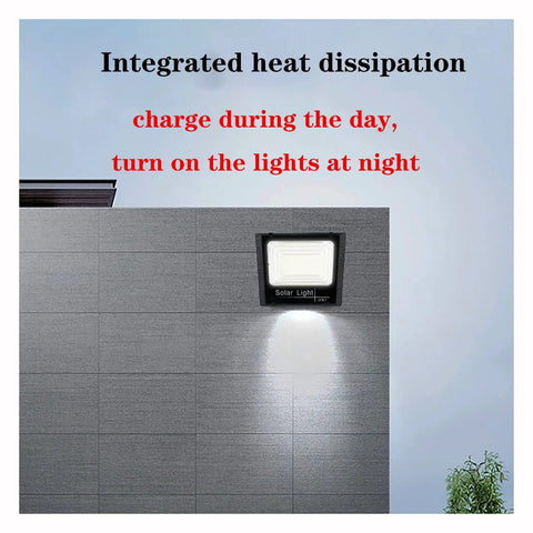 JUDYSSY Solar Flood Light Outdoor, Led Light Solar Flood Light Sensor Solar Pa, Black,80W EU mounted on wall for nighttime illumination.