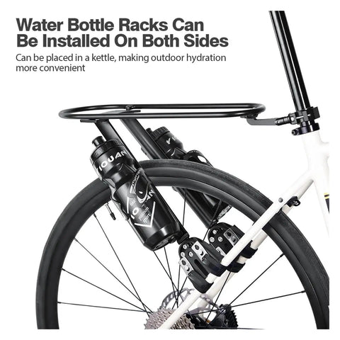 Adjustable Aluminum Alloy Bicycle Luggage Carrier For Gravel Bikes with water bottle racks attached on both sides
