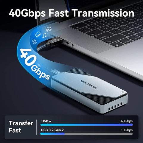 Blazing Fast M2 NVMe SSD Enclosure In Solid Aluminum Built In Cooling Fan For Thunderbolt And USB with 40Gbps transfer speed