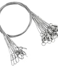 Beefed Up Stainless Steel Fishing Leader Wire Set For Saltwater Rigs 20 Pack Nickel White Size 3 50Lb 15.8In Durable Lure Tackle For Freshwater And Saltwater, coiled with swivels