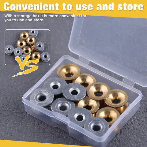 12 Pcs Grass Trimmer Eyelets Kit With Plastic Storage Box For String Trimmers Brass And Aluminum Eyelets displayed