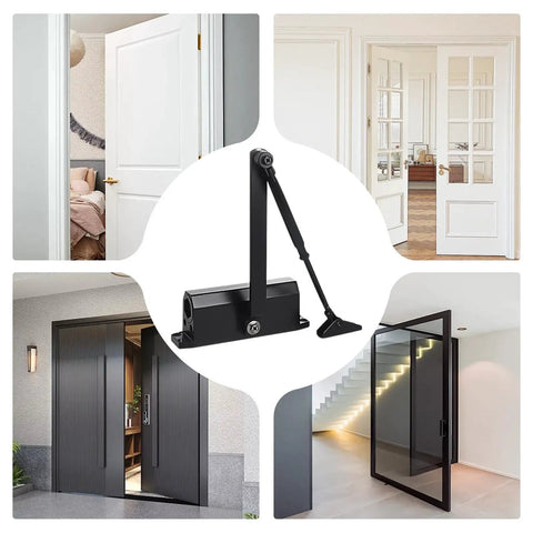 Cast Aluminum Door Closer With Adjustable Hydraulic Soft Close And Smart Closing Detection For Hands Free Auto Close, 24 Inch Model