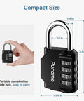 Four-Digit Locker Padlock Waterproof Outdoor Zinc Alloy Lock With 10000 Possible Combinations showing compact size and dimensions