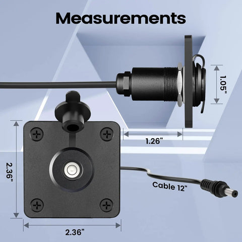 Waterproof Wall Socket Passthrough For Starlink Mini Aluminum DC 5.5x2.1mm Female Power Connector Outlet with measurements