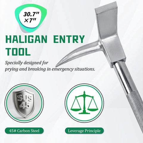 30 Inch Halligan Tool For Emergency Breaching And Rescue Use, Heavy Duty Forged 45 Gauge Steel Halligan Bar With Lever Design For Prying And Demolition