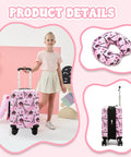 Esteemly Kid's 16-inch pink hardside luggage set with spinner wheels; 2-piece carry-on with neck pillow for girls.