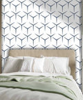 Solid Choice Thick Textured Vinyl Wallpaper Roll No Sweat Peel And Stick Wall Covering Durable Self Adhesive Home Decor Sheet with geometric pattern in bedroom.