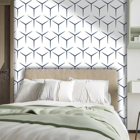 Solid Choice Thick Textured Vinyl Wallpaper Roll No Sweat Peel And Stick Wall Covering Durable Self Adhesive Home Decor Sheet with geometric pattern in bedroom.