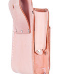 Side view of Tan Heavy Duty 5 Pocket Tool Pouch for Belts Up To 2 3/4 Inches with rugged front pockets and screwdriver loop